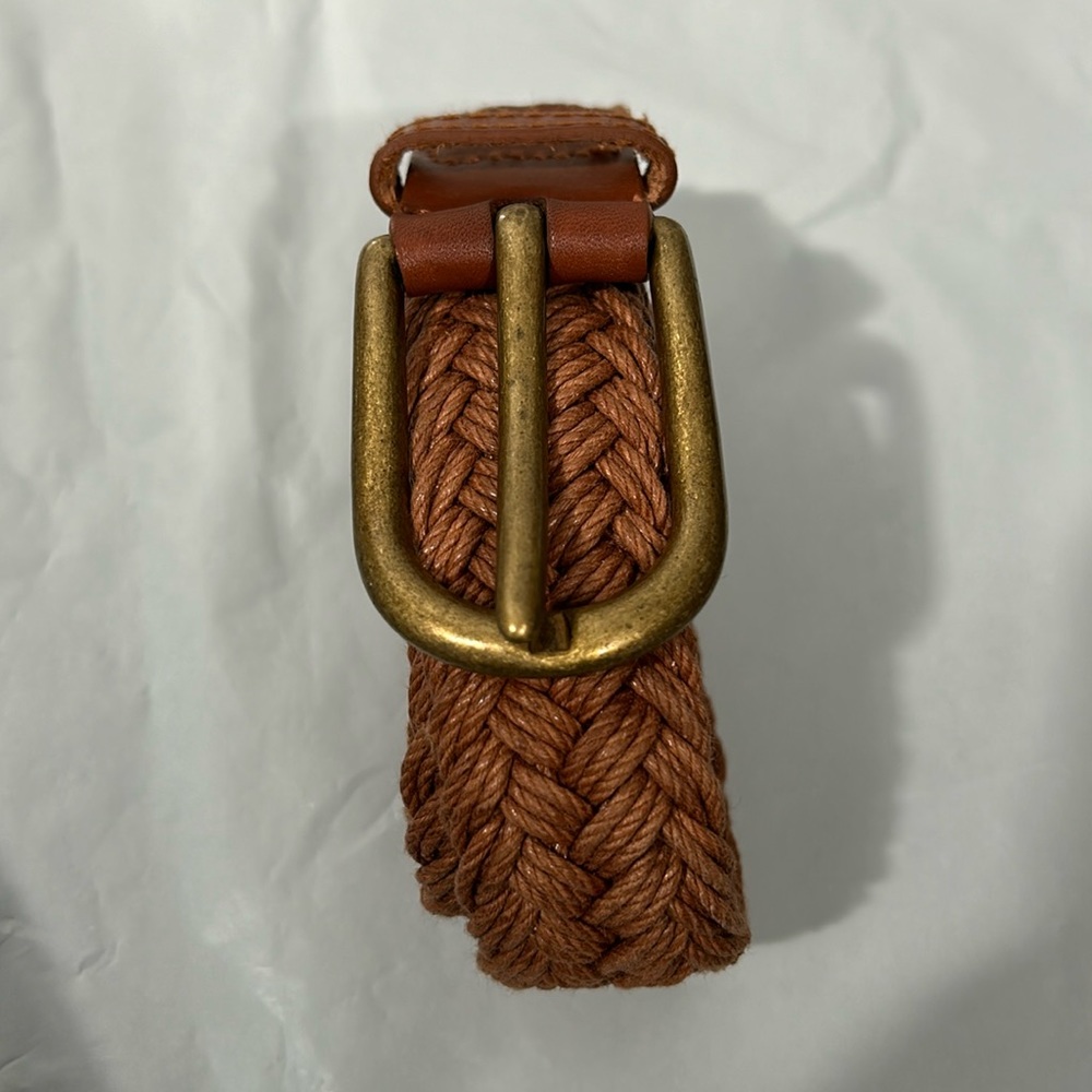 Liz Claiborne Brown Leather and Woven waxed with brass buckle size small